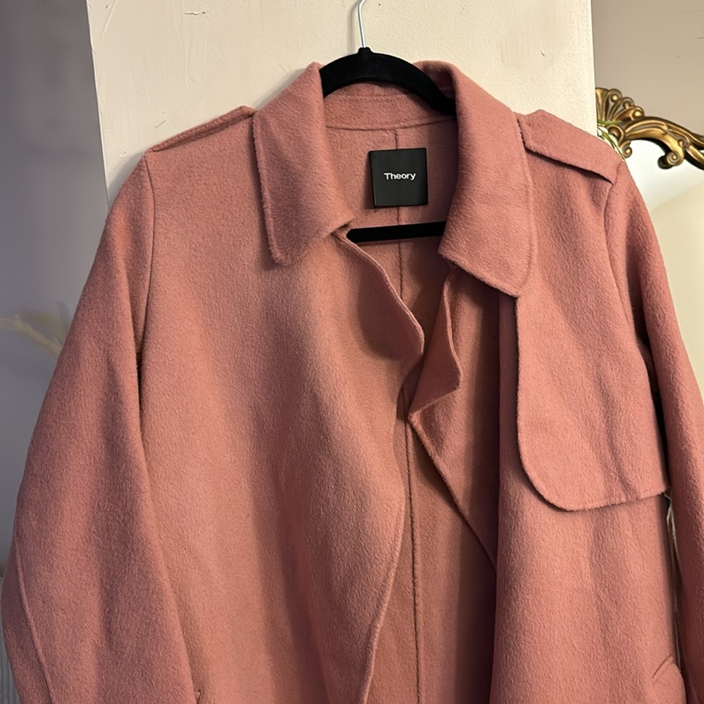 Theory double sided wool pink/coral coat
